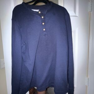 Navy Long Sleeve Henley Shirt